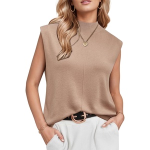 image:imageArachampCloz Womens Wool Blend Mock Neck Fall Sweater Vest Work Tops 2026Khaki