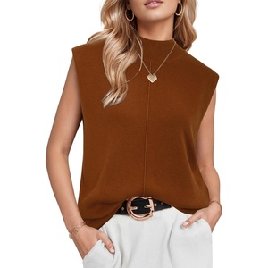 image:imageArachampCloz Womens Wool Blend Mock Neck Fall Sweater Vest Work Tops 2026Rust