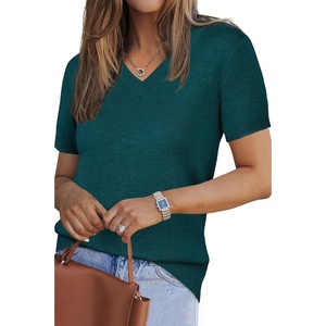 image:imageArachampCloz Womens Wool Blend Short Sleeve Summer Business Casual SweaterGreen