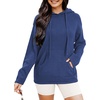 image:imageArachampCloz Womens Fall Fashion 2023 Knit Hoodies Drawstring Long Sleeve Pullover Sweaters with PocketBlue