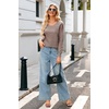 image:imageArachampCloz Womens Fall Sweaters 2024 Crochet Crew Neck Long Sleeve Knit Tops Pullover Fashion Clothes OutfitsNutmeg