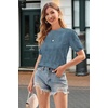 image:imageArachampCloz Womens Short Sleeve Crew Neck Sweaters Trendy Teacher Work TopsDusty Blue