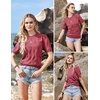 image:imageArachampCloz Womens Short Sleeve Crew Neck Sweaters Trendy Teacher Work TopsDusty Red