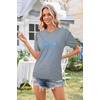 image:imageArachampCloz Womens Short Sleeve Crew Neck Sweaters Trendy Teacher Work TopsGreyblue