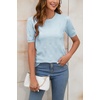 image:imageArachampCloz Womens Short Sleeve Crew Neck Sweaters Trendy Teacher Work TopsLight Blue