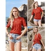 image:imageArachampCloz Womens Short Sleeve Crew Neck Sweaters Trendy Teacher Work TopsRust