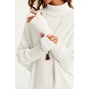 image:imageArachampCloz Womens Wool Blend Oversized Batwing Sleeve Fall Work SweaterWhite