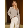 image:imageArachampCloz Womens Wool Blend Oversized Quarter Zip Fall Casual SweaterApricot