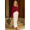 image:imageArachampCloz Womens Wool Blend Oversized Quarter Zip Fall Casual SweaterBurgundy