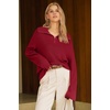 image:imageArachampCloz Womens Wool Blend Oversized Quarter Zip Fall Casual SweaterBurgundy