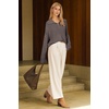 image:imageArachampCloz Womens Wool Blend Oversized Quarter Zip Fall Casual SweaterCoffee