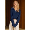 image:imageArachampCloz Womens Wool Blend Oversized Quarter Zip Fall Casual SweaterNavy