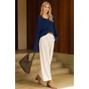 image:imageArachampCloz Womens Wool Blend Oversized Quarter Zip Fall Casual SweaterNavy