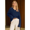 image:imageArachampCloz Womens Wool Blend Oversized Quarter Zip Fall Casual SweaterNavy