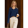 image:imageArachampCloz Womens Wool Blend Oversized Quarter Zip Fall Casual SweaterNavy