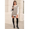 image:imageArachampCloz Womens Wool Blend Side Slit High Low Versatile V Neck Fall Sweater Vests 2025Apricot Oatmeal