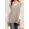image:imageArachampCloz Womens Wool Blend Side Slit High Low Versatile V Neck Fall Sweater Vests 2025Apricot Oatmeal