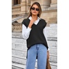 image:imageArachampCloz Womens Wool Blend Side Slit High Low Versatile V Neck Fall Sweater Vests 2025Black