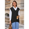 image:imageArachampCloz Womens Wool Blend Side Slit High Low Versatile V Neck Fall Sweater Vests 2025Black
