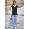 image:imageArachampCloz Womens Wool Blend Side Slit High Low Versatile V Neck Fall Sweater Vests 2025Black