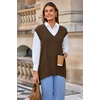 image:imageArachampCloz Womens Wool Blend Side Slit High Low Versatile V Neck Fall Sweater Vests 2025Brown