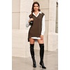 image:imageArachampCloz Womens Wool Blend Side Slit High Low Versatile V Neck Fall Sweater Vests 2025Brown