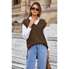 image:imageArachampCloz Womens Wool Blend Side Slit High Low Versatile V Neck Fall Sweater Vests 2025Brown