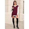 image:imageArachampCloz Womens Wool Blend Side Slit High Low Versatile V Neck Fall Sweater Vests 2025Dark Red