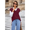 image:imageArachampCloz Womens Wool Blend Side Slit High Low Versatile V Neck Fall Sweater Vests 2025Dark Red