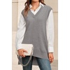 image:imageArachampCloz Womens Wool Blend Side Slit High Low Versatile V Neck Fall Sweater Vests 2025Grey