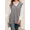 image:imageArachampCloz Womens Wool Blend Side Slit High Low Versatile V Neck Fall Sweater Vests 2025Grey