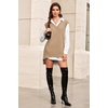 image:imageArachampCloz Womens Wool Blend Side Slit High Low Versatile V Neck Fall Sweater Vests 2025Khaki