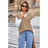 image:imageArachampCloz Womens Wool Blend Side Slit High Low Versatile V Neck Fall Sweater Vests 2025Khaki
