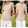 image:imageArachampCloz Womens Wool Blend Slim Fit V Neck Fall Work Sweater Tank TopsApricot