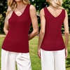 image:imageArachampCloz Womens Wool Blend Slim Fit V Neck Fall Work Sweater Tank TopsBurgundy Red