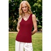 image:imageArachampCloz Womens Wool Blend Slim Fit V Neck Fall Work Sweater Tank TopsBurgundy Red