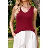 image:imageArachampCloz Womens Wool Blend Slim Fit V Neck Fall Work Sweater Tank TopsBurgundy Red
