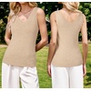 image:imageArachampCloz Womens Wool Blend Slim Fit V Neck Fall Work Sweater Tank TopsKhaki
