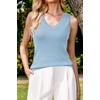 image:imageArachampCloz Womens Wool Blend Slim Fit V Neck Fall Work Sweater Tank TopsLight Blue