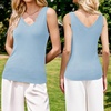 image:imageArachampCloz Womens Wool Blend Slim Fit V Neck Fall Work Sweater Tank TopsLight Blue