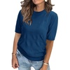 image:imageArachampCloz Womens Short Sleeve Crew Neck Sweaters Trendy Teacher Work TopsLake Blue