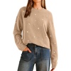 image:imageArachampCloz Womens Wool Blend Embroidery Floral Oversized Fit Sweater Trendy 2025Apricot