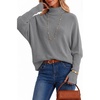 image:imageArachampCloz Womens Wool Blend Oversized Batwing Sleeve Fall Work SweaterHeather Gray