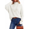 image:imageArachampCloz Womens Wool Blend Oversized Batwing Sleeve Fall Work SweaterWhite