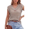 image:imageArachampCloz Womens Wool Blend Sleeveless Crochet Fall Casual Sweater VestCoffee