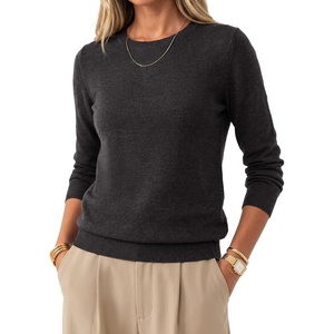 image:imageArachampCloz Womens 100 Merino Wool Long Sleeve Crew Neck Fall Work SweaterDark Gray