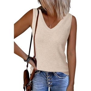 image:imageArachampCloz Womens Wool Blend Slim Fit V Neck Fall Work Sweater Tank TopsApricot
