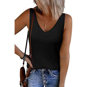 image:imageArachampCloz Womens Wool Blend Slim Fit V Neck Fall Work Sweater Tank TopsBlack