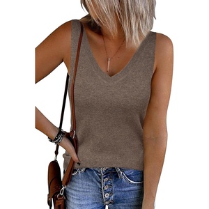 image:imageArachampCloz Womens Wool Blend Slim Fit V Neck Fall Work Sweater Tank TopsCoffee