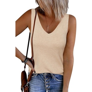 image:imageArachampCloz Womens Wool Blend Slim Fit V Neck Fall Work Sweater Tank TopsKhaki